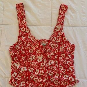 UO Kimchi Blue Corset Top | Floral Red & White